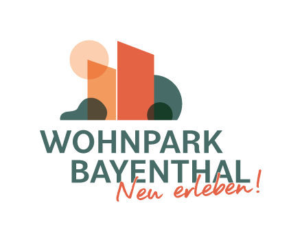Logo des Wohnparks Bayenthal. Die Bildmarke besteht aus einer reduzierten Darstellung der zwei charakteristischen Wohntürme des Wohnpark Bayenthal in Orange mit reduziert dargestellten Bäumen und Sträuchern in Grüntönen. Die Wortmarke sagt: "Wohnpark Bayenthal - Neu erleben!".